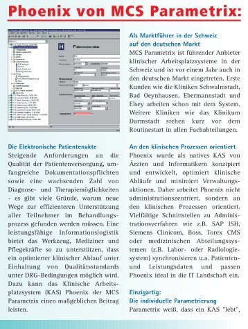 Phoenix von MCS Parametrix: - Medizin-EDV