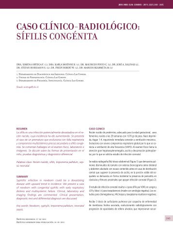 Caso ClíniCo-RadiológiCo: SífiliS congénita - Clínica Las Condes