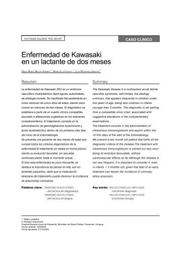 Enfermedad de Kawasaki en un lactante de dos meses - Sociedad ...