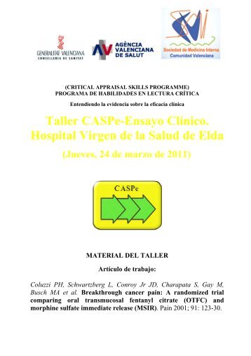 Taller CASPe-Ensayo Clínico. Hospital Virgen de la Salud de Elda