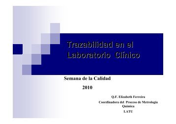 Trazabilidad en el Laboratorio Clínico - Inacal