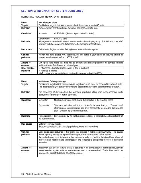 CLINIC SUPERVISOR'S MANUAL - Management Sciences for Health