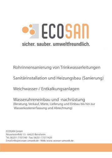 Infoprospekt zur Rohrsanierung - Ecosan GmbH