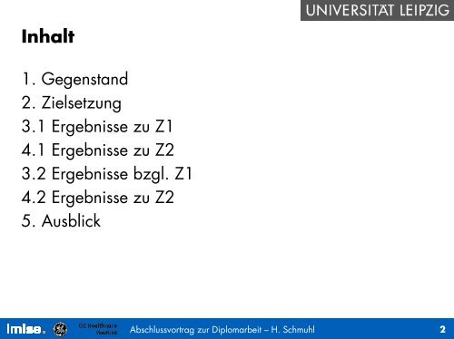 Abschlussvortrag zur Diplomarbeit - IMISE