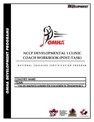 NCCP DEVELOPMENTAL 1 CLINIC COACH WORKBOOK (POST ...