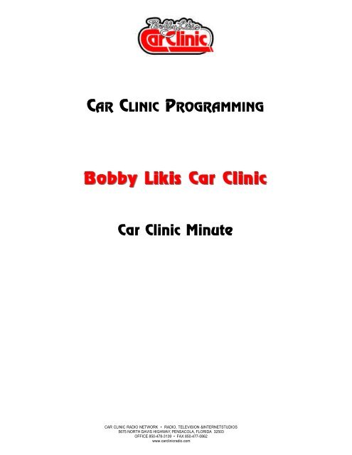 Car Clinic Media Kit - The Auto Channel