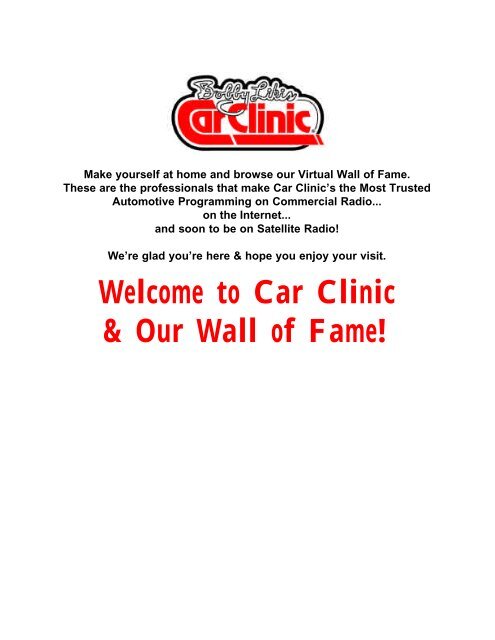 Car Clinic Media Kit - The Auto Channel