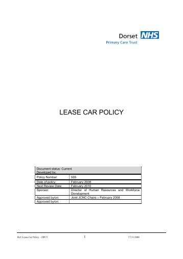 Lease Car Policy - NHS Dorset