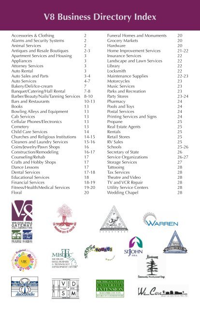 V8 Business Directory Index - Center Line