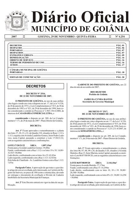 Diário Oficial MUNICÍPIO DE GOIÂNIA - Prefeitura de Goiânia