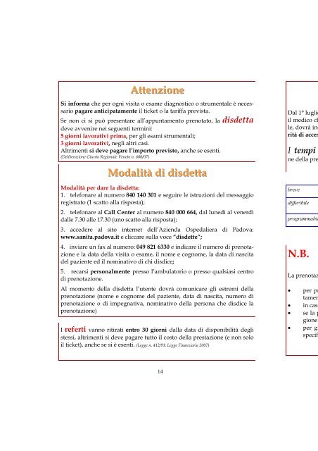 Guida all'Ospedale - Azienda Ospedaliera di Padova