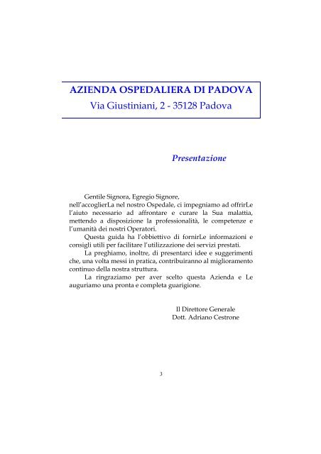 Guida all'Ospedale - Azienda Ospedaliera di Padova