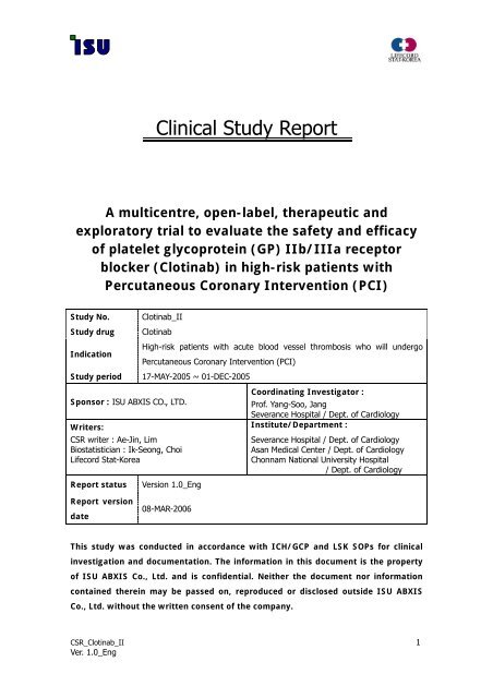 Clinical Study Report - Calidad de Información CFR