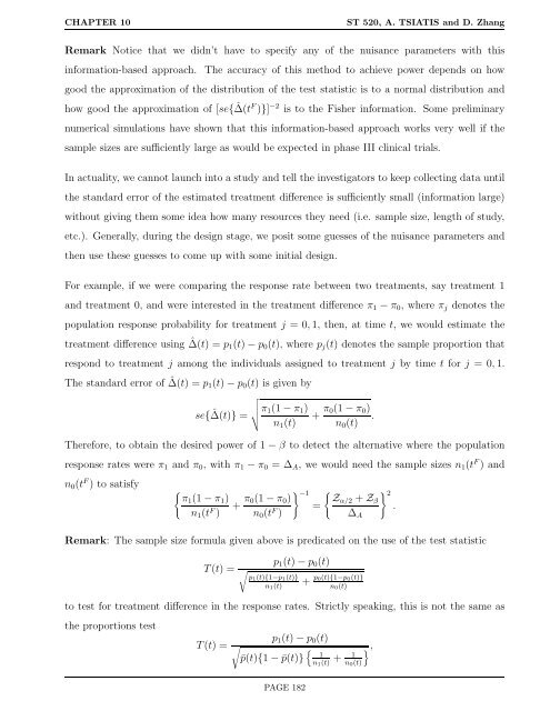 ST 520 Statistical Principles of Clinical Trials - NCSU Statistics ...