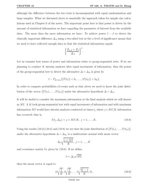 ST 520 Statistical Principles of Clinical Trials - NCSU Statistics ...