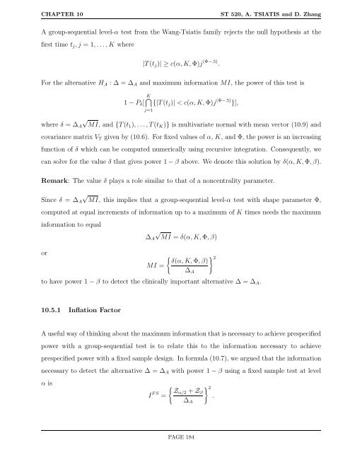 ST 520 Statistical Principles of Clinical Trials - NCSU Statistics ...