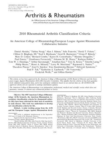 2010 Rheumatoid arthritis classification criteria - American College ...