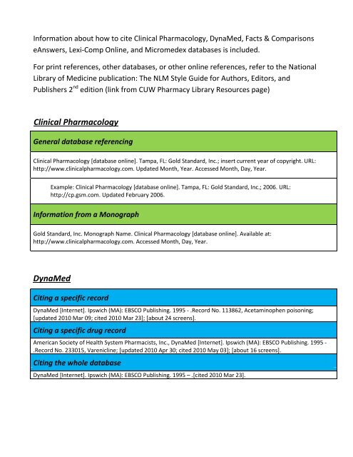 Clinical Pharmacology DynaMed