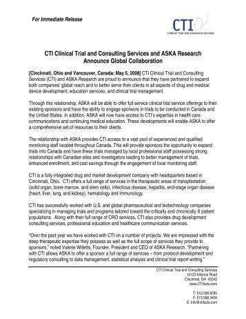 CTI Clinical Trial and Consulting Services and ASKA Research ...