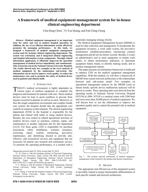 A Framework of Medical Equipment Management System for In ...