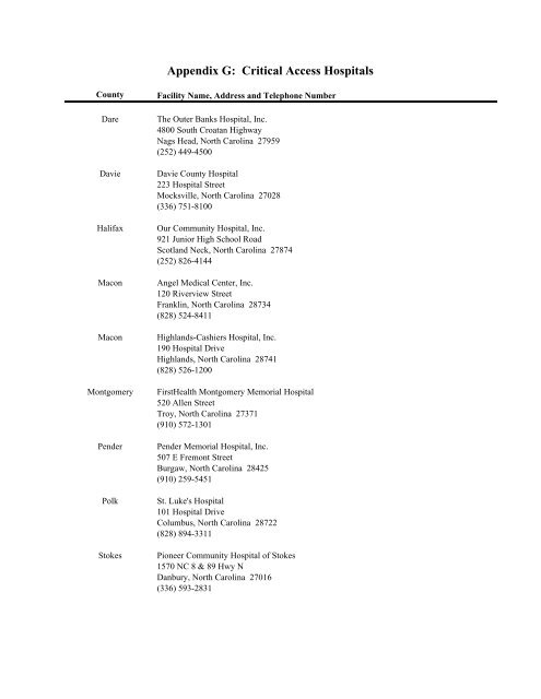 Proposed 2013 State Medical Facilities Plan - NC Department of ...