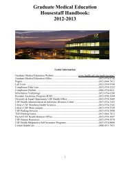 Graduate Medical Education Housestaff Handbook - USF Health ...