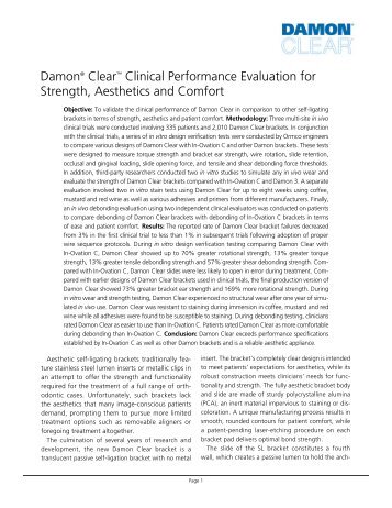 Damon Clear Clinical Performance Evaluation for Strength - Ormco