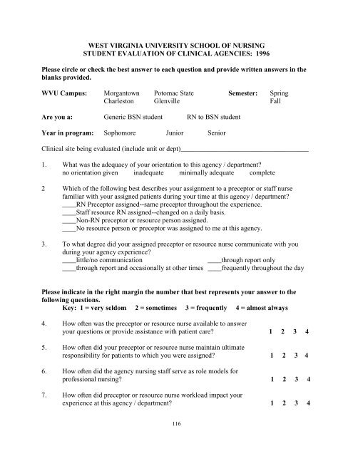 STUDENT EVALUATION OF CLINICAL EDUCATION ENVIRONMENT