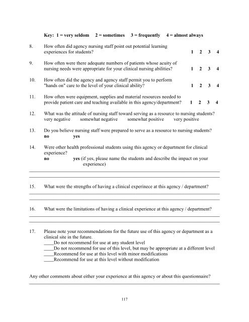 STUDENT EVALUATION OF CLINICAL EDUCATION ENVIRONMENT