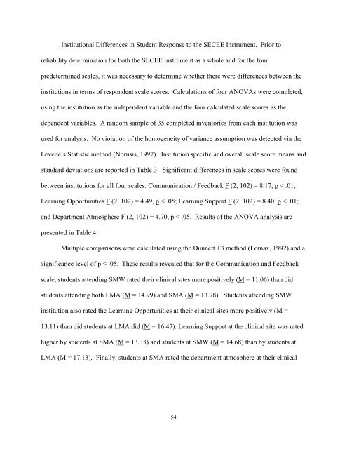 STUDENT EVALUATION OF CLINICAL EDUCATION ENVIRONMENT