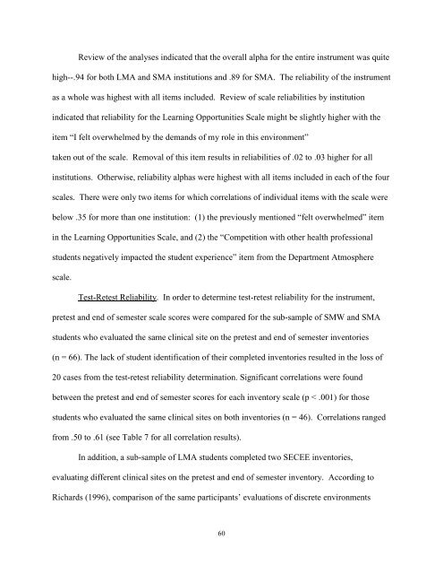 STUDENT EVALUATION OF CLINICAL EDUCATION ENVIRONMENT