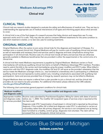 Clinical trial - 2011 version (PDF) - Blue Cross Blue Shield of Michigan