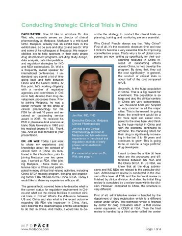 Conducting Strategic Clinical Trials in China - transcription - Medpace