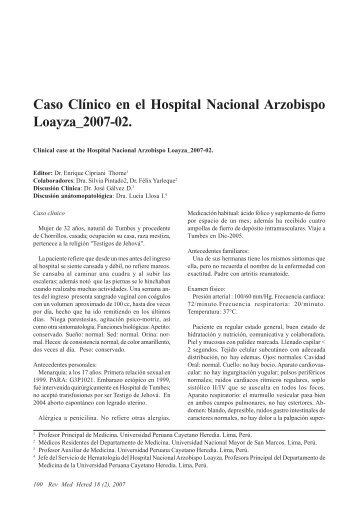 Caso Clínico en el Hospital Nacional Arzobispo - SciELO