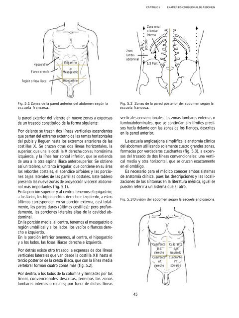 Examen físico regional de abdomen.