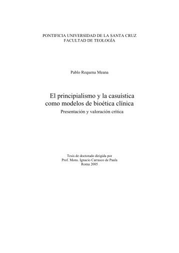 El principialismo y la casuística como modelos de bioética clínica