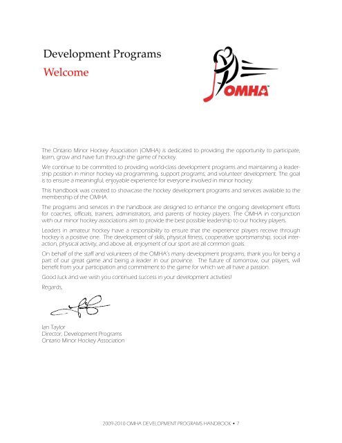 development handbook - Ontario Minor Hockey Association