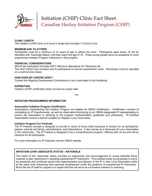 development handbook - Ontario Minor Hockey Association