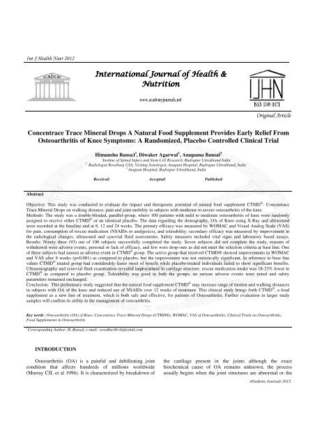 International Journal of Health & Nutrition Nutrition - Kevaind.org