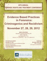 Criminogenics and Recidivism November 27, 28, 29, 2012