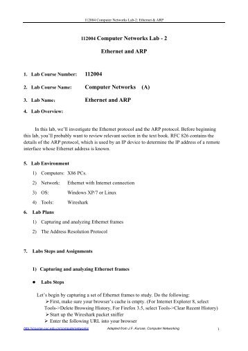 112004 Computer Networks Lab - 2 Ethernet and ARP 112004 ...