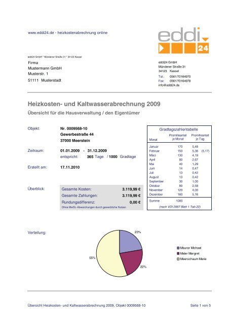 Kaltwasserabrechnung muster