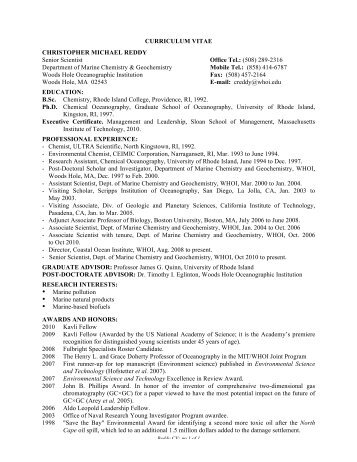 CURRICULUM VITAE CHRISTOPHER MICHAEL REDDY Senior ...