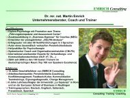 Dr. rer. nat. Martin Emrich Unternehmensberater, Coach und Trainer