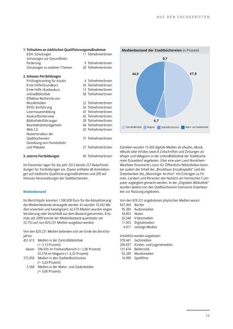 Jahresbericht der Stadtbüchereien 2011 als pdf ... - Stadt Düsseldorf