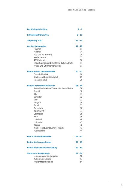 Jahresbericht der Stadtbüchereien 2011 als pdf ... - Stadt Düsseldorf