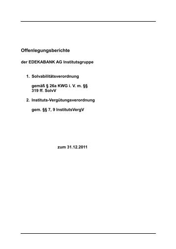 Offenlegungsberichte - EDEKABANK AG