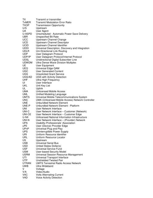 Abbreviations and Acronyms - SCTE