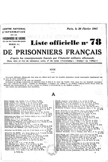 liste officielle 78 de prisonniers français 28 02 - geneavenir