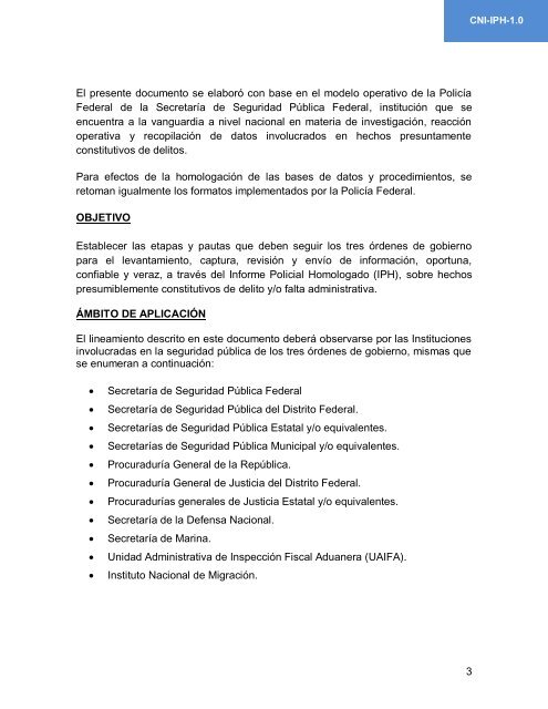 Informe Policial Homologado - SE SNSP - Secretariado Ejecutivo